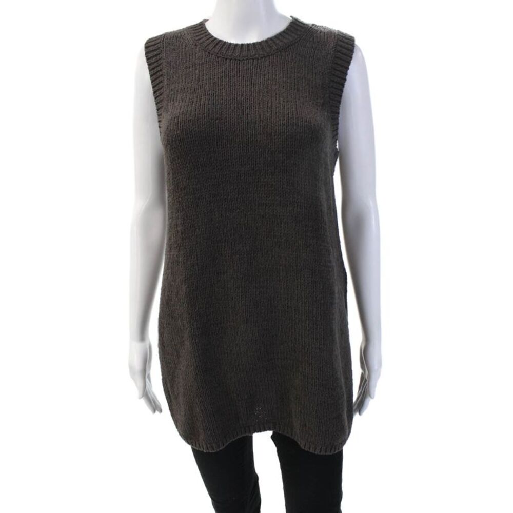 White Label Women Pullover Sweater Dark Gray Sleeveless Crew Neck Size S